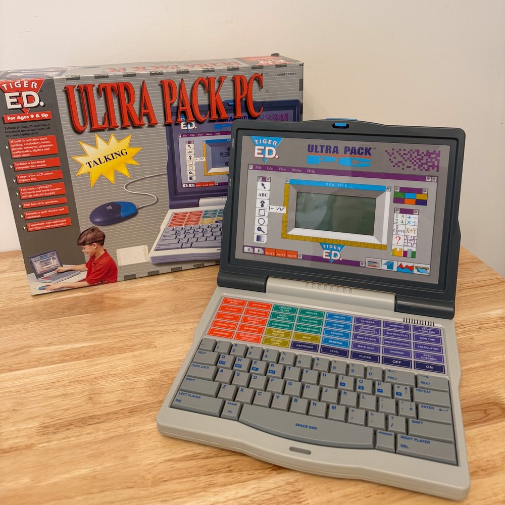 Vintage 1995 Tiger Ed Ultra Pack PC Learning Toy Laptop in Retail Box | Tested